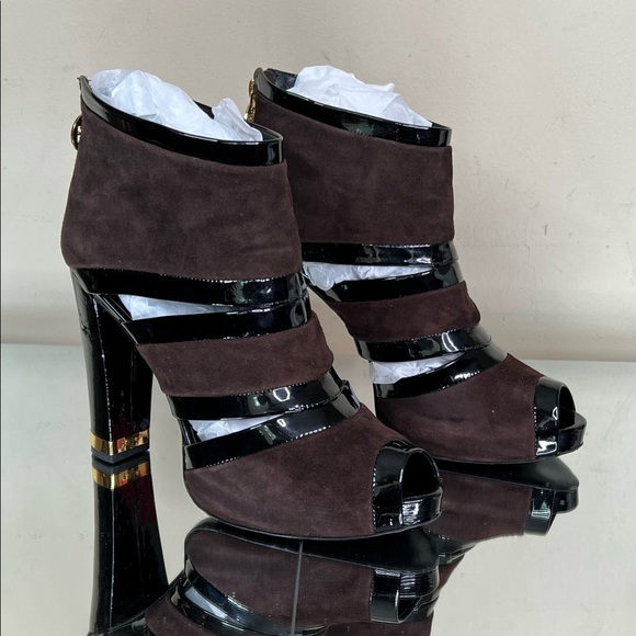 Tory Burch Suede Patent Heel Bootie - Picture 2 of 11
